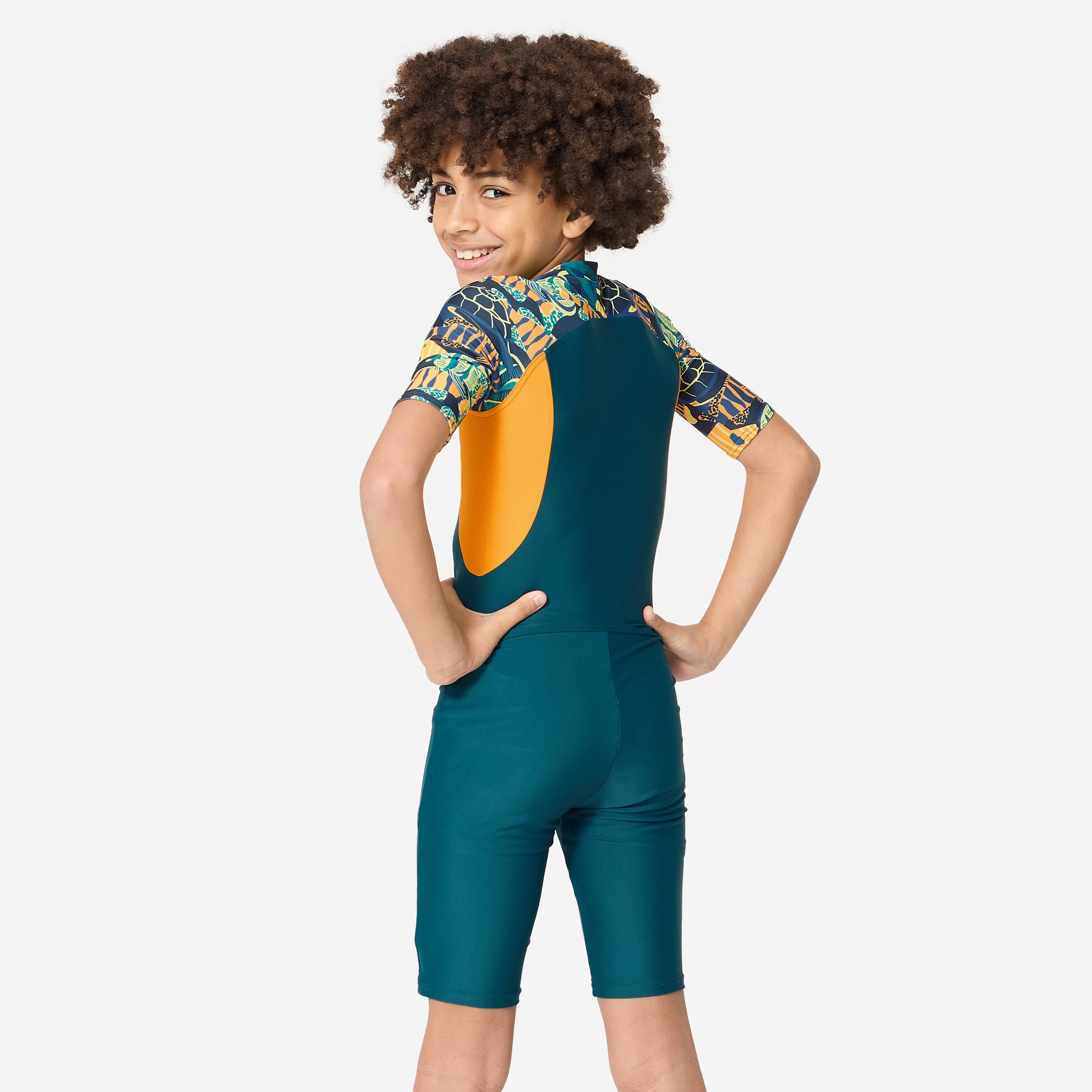 Kids Swimsuits: Green & Orange
