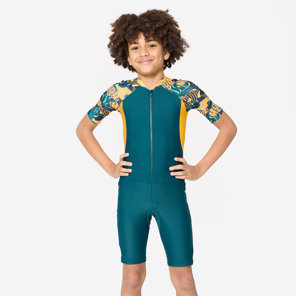 Kids Swimsuits: Green & Orange