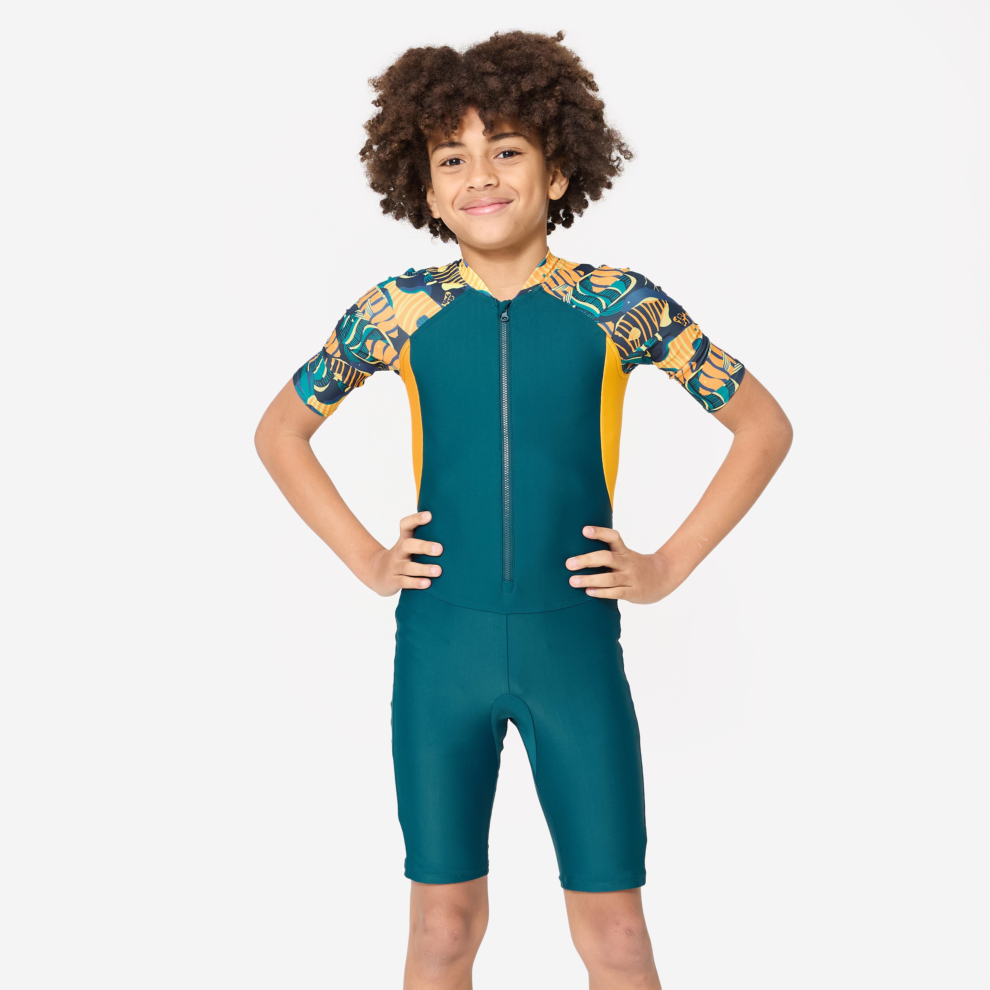 Kids Swimsuits: Green & Orange